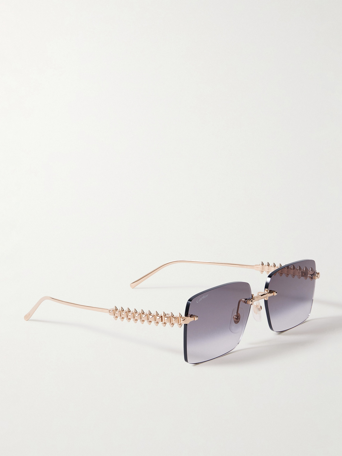 Cartier Clash De Rimless Rectangular-frame Gold-tone Sunglasses In Gold
