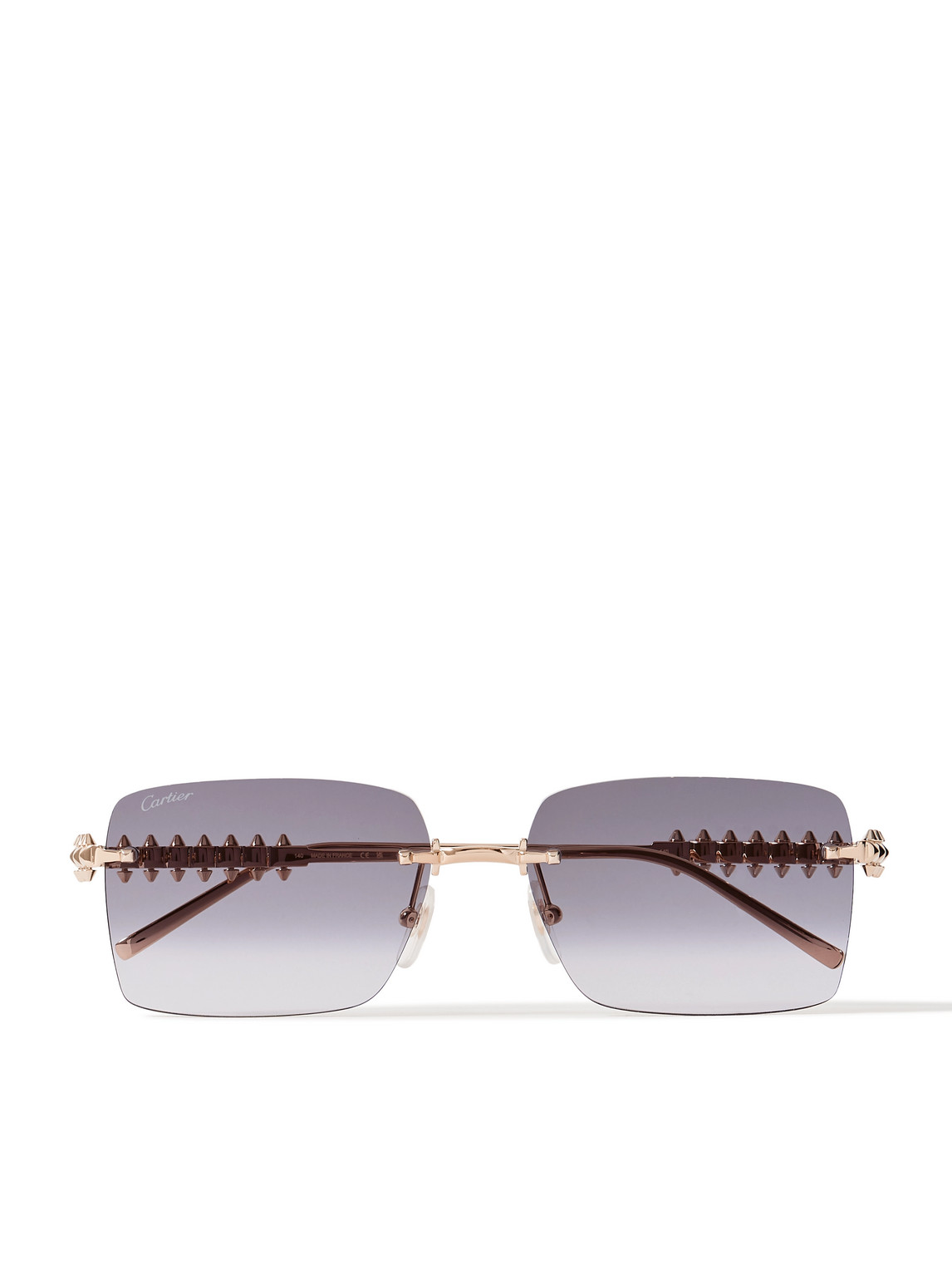 Cartier Clash De  Rimless Rectangular-frame Gold-tone Sunglasses
