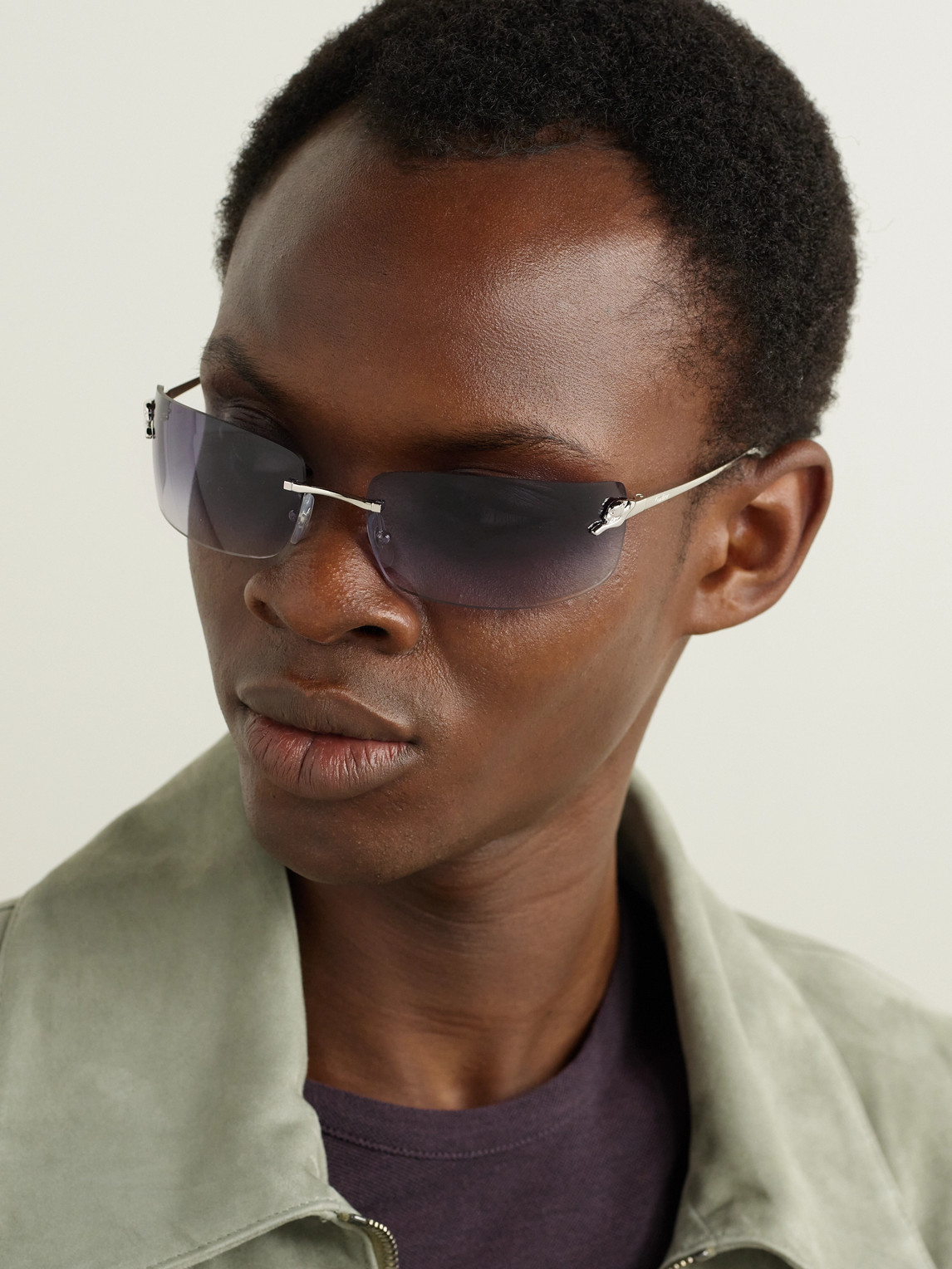 Cartier Rimless Square-frame Silver-tone Sunglasses | ModeSens