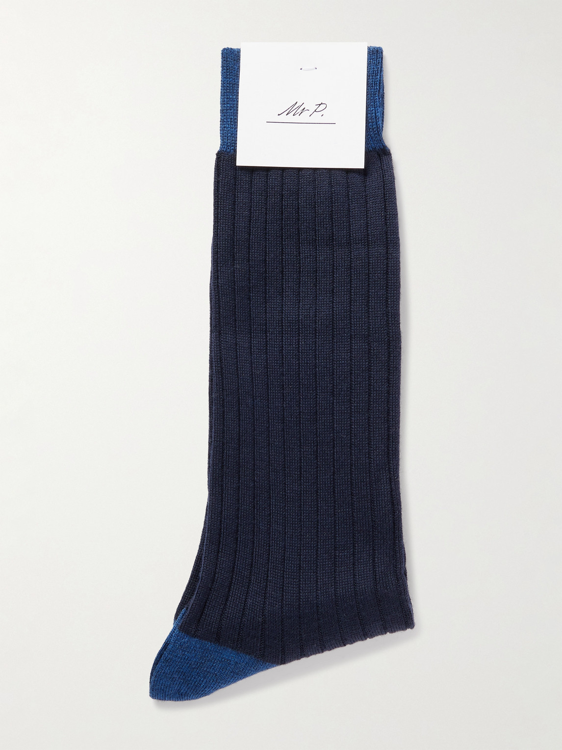  Mr P. - Ribbed Wool-blend Socks - Men - Blue 