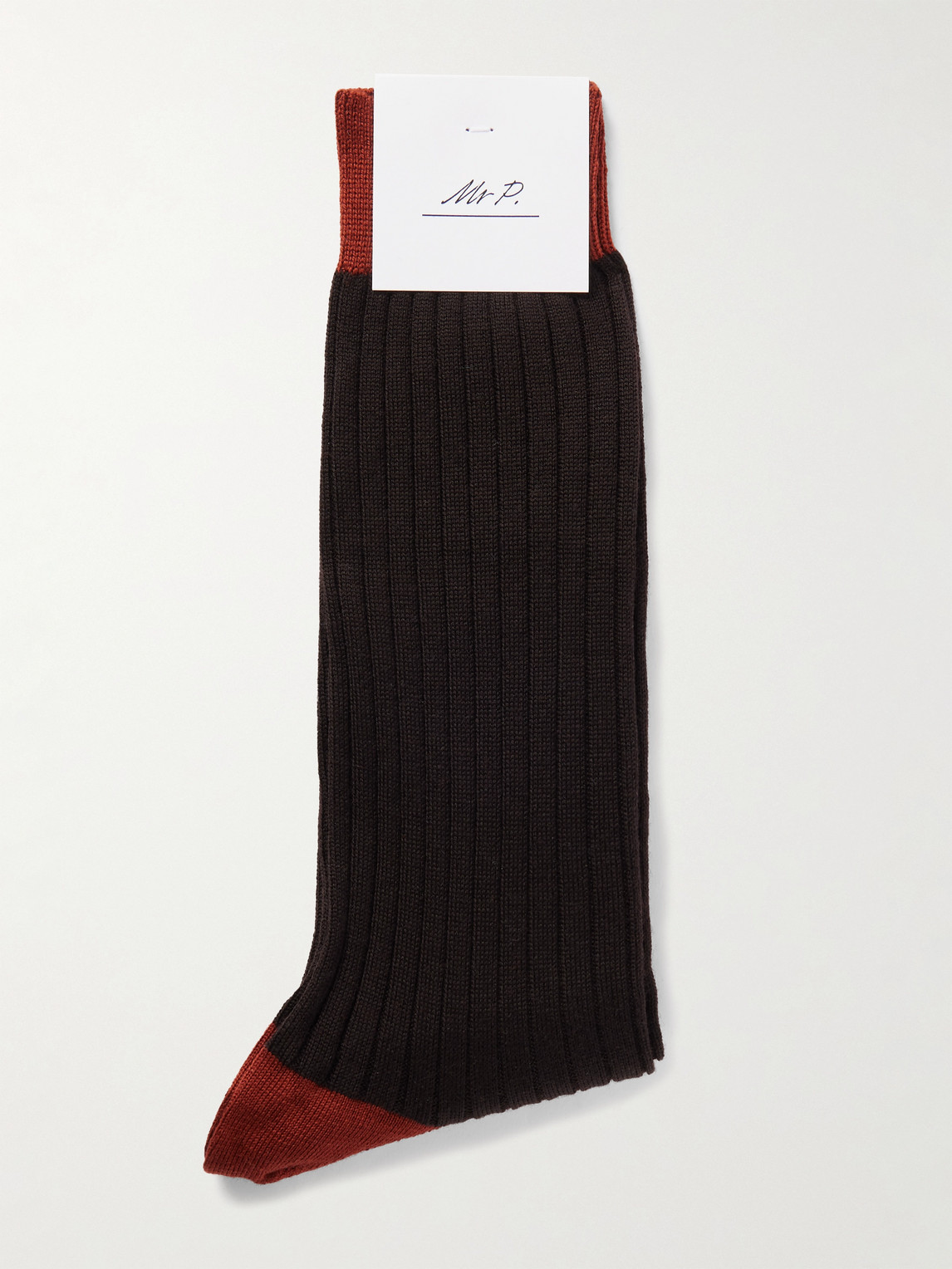  Mr P. - Ribbed Wool-blend Socks - Men - Brown 