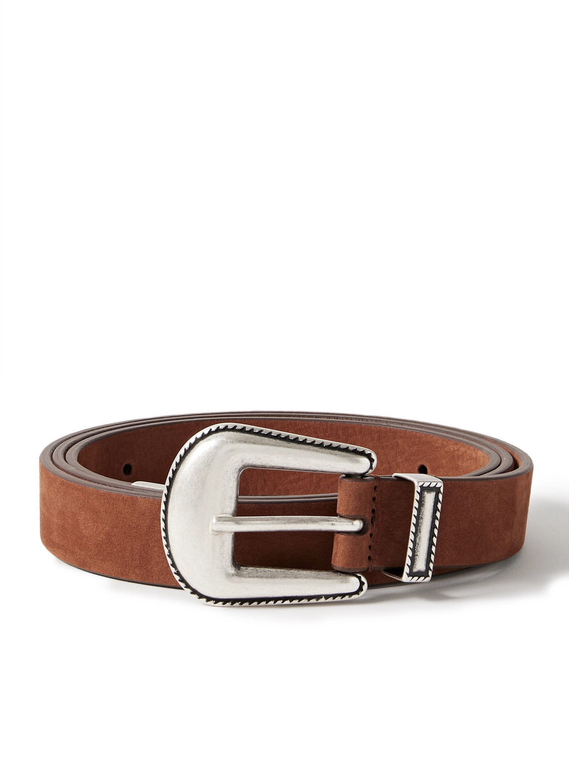 Anderson's 2.5cm Nubuck Western Belt In Brown
