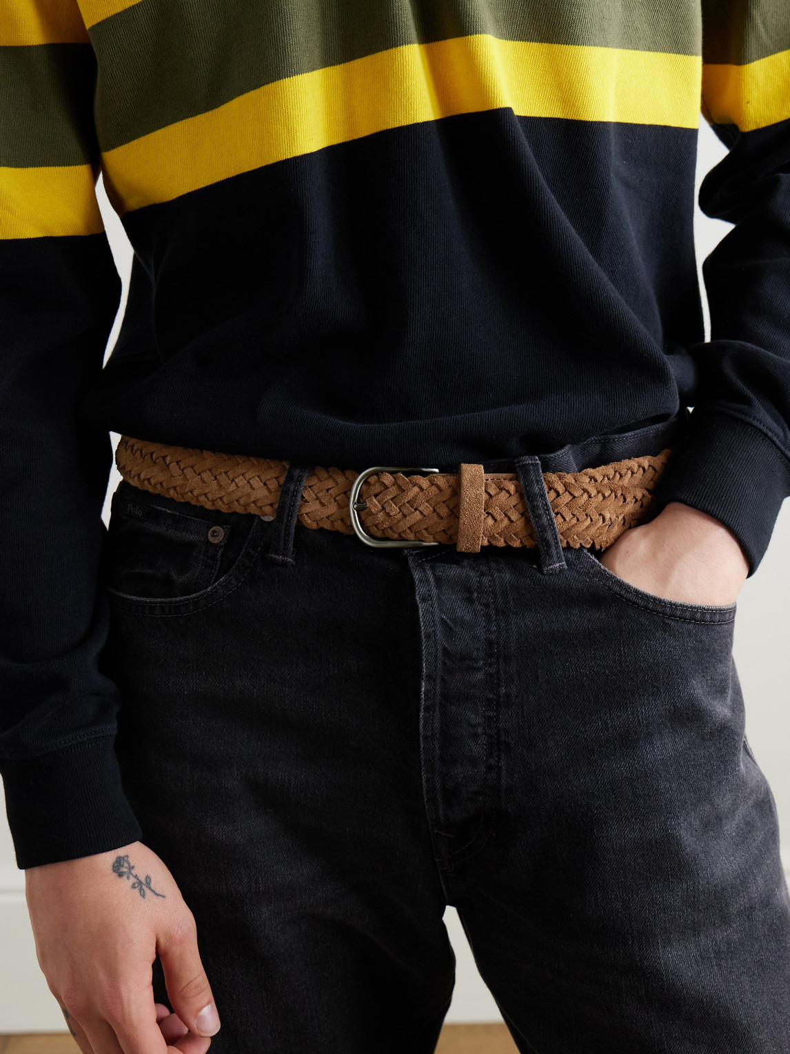 Anderson's 3.5cm Woven Suede Belt