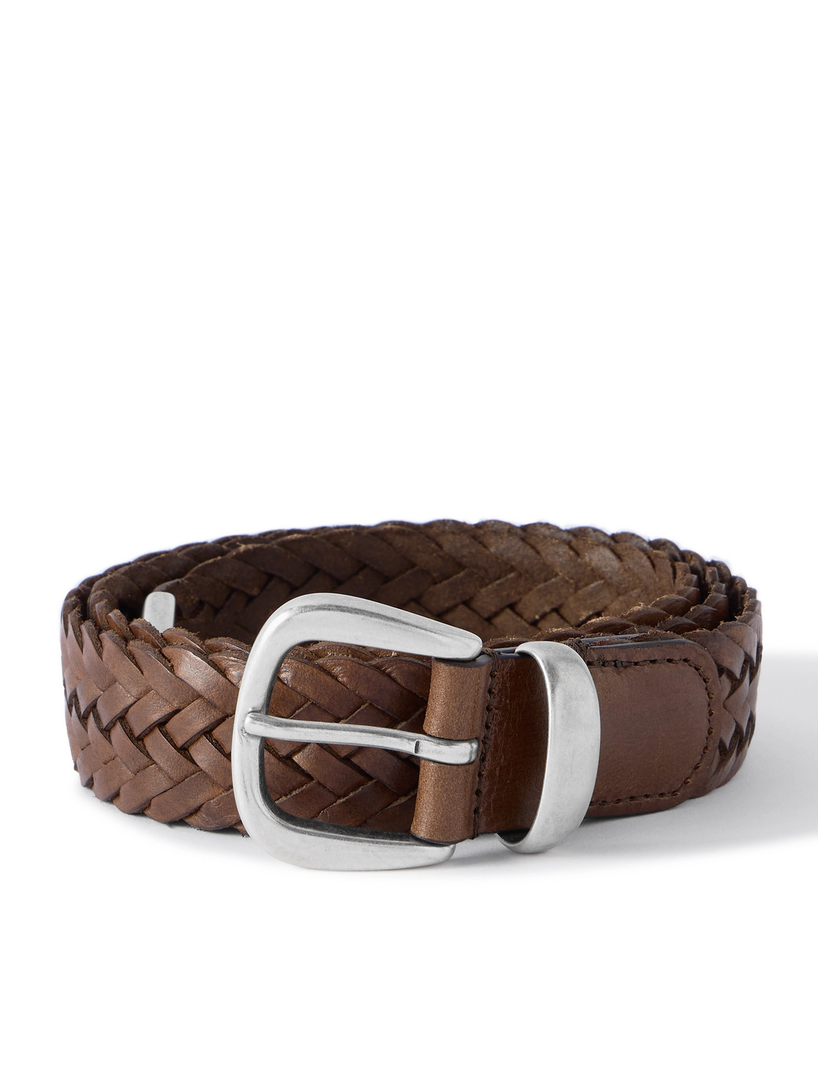 Anderson's 3cm Woven Leather Belt In Brown