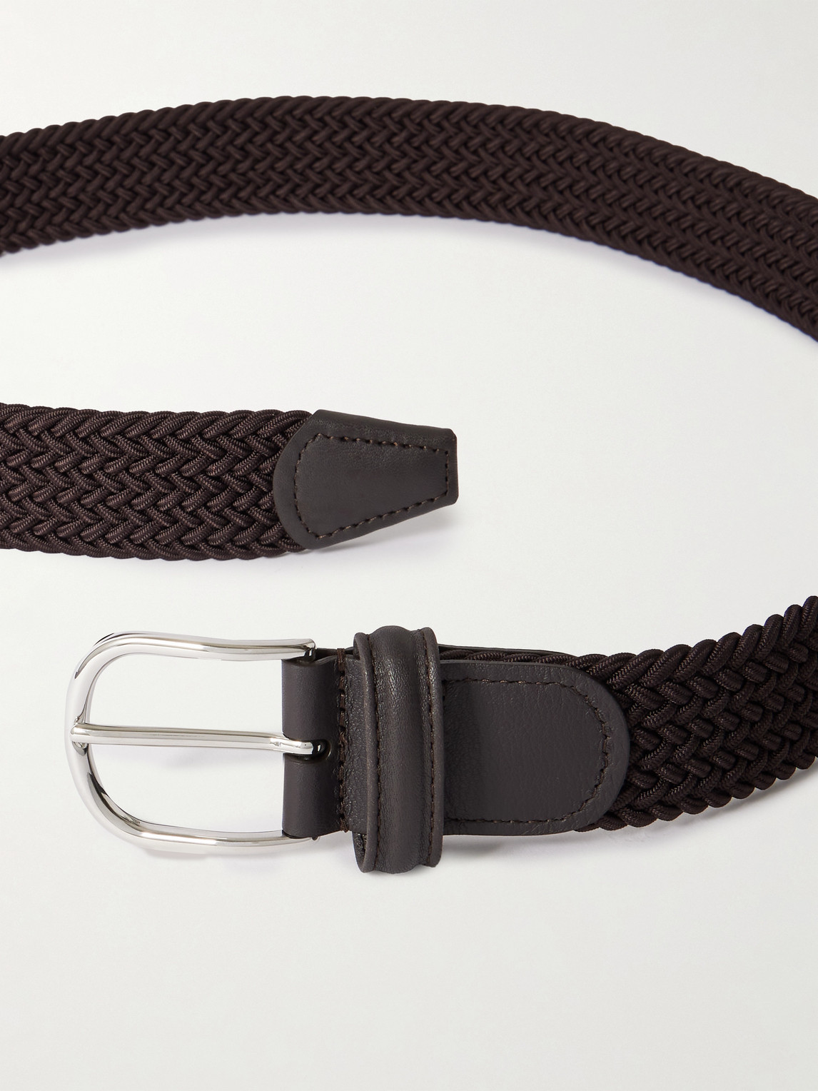 Anderson's 3.5cm Leather-trimmed Woven Elastic Belt