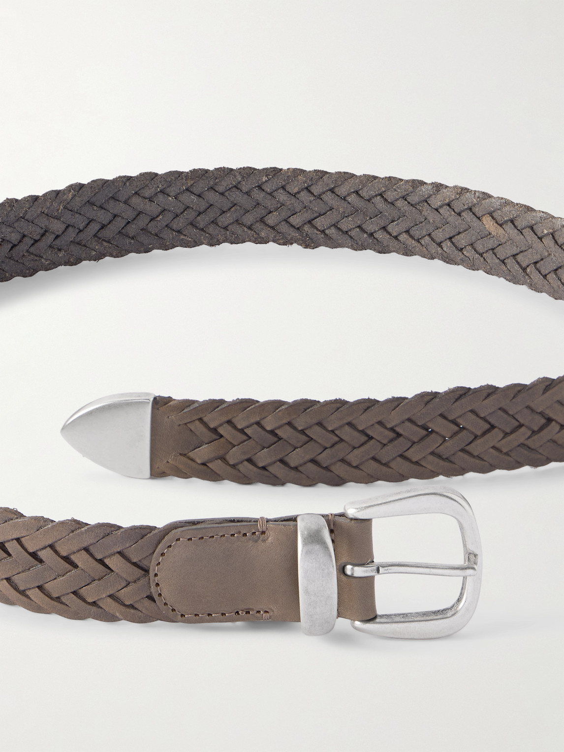 Anderson's 3cm Woven Leather Belt In Brown