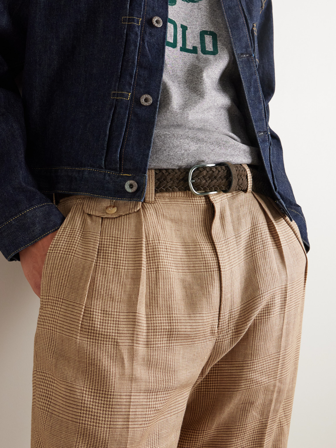 Anderson's 3.5cm Woven Suede Belt
