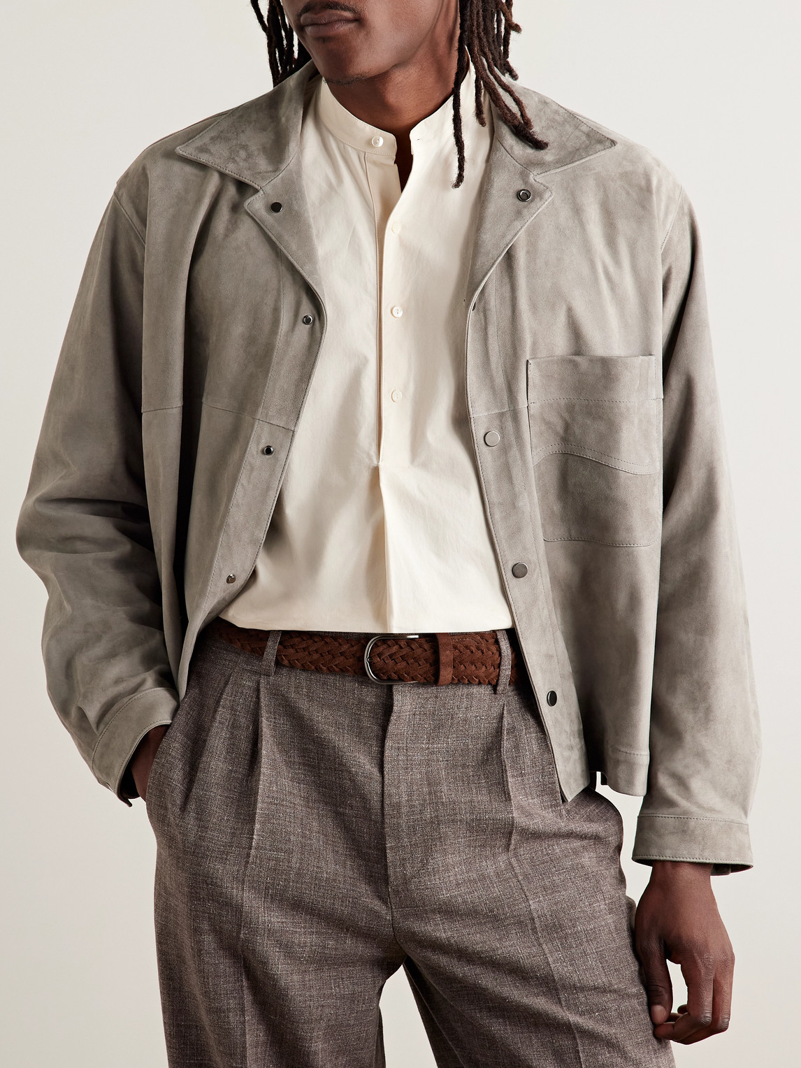 Anderson's 3.5cm Woven Suede Belt