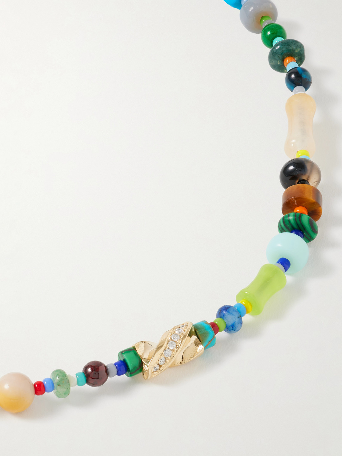 Luis Morais 14-karat Gold, Agate And Diamond Beaded Necklace