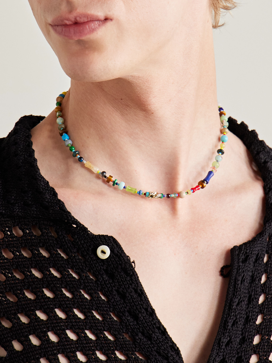 Luis Morais 14-karat Gold, Agate And Diamond Beaded Necklace