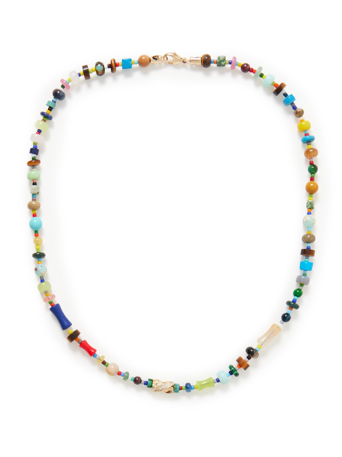 Luis Morais 14-karat Gold, Agate And Diamond Beaded Necklace