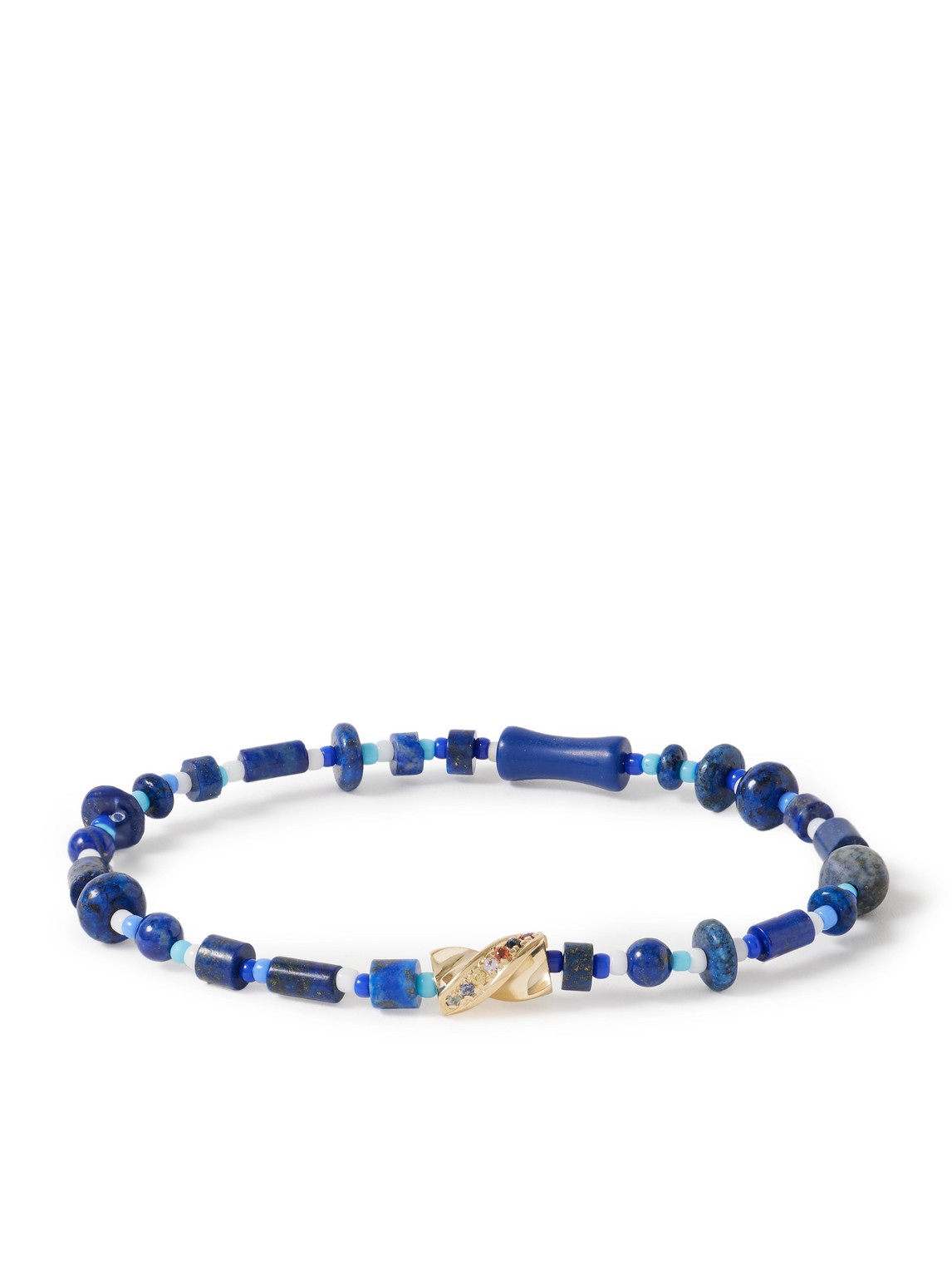 14-Karat Gold, Lapis Lazuli and Sapphire Beaded Bracelet