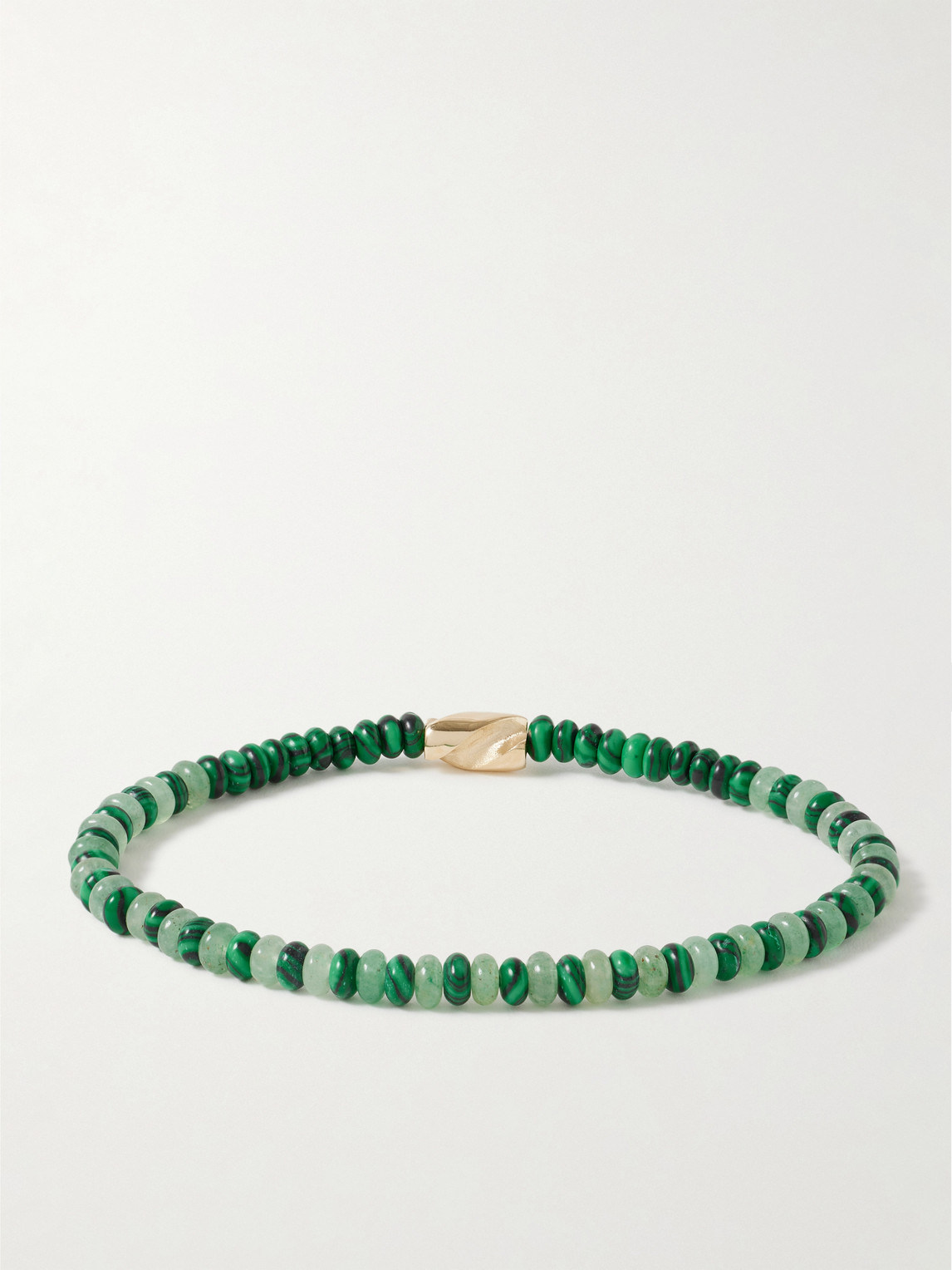 Luis Morais 14-karat Gold Malachite Beaded Bracelet