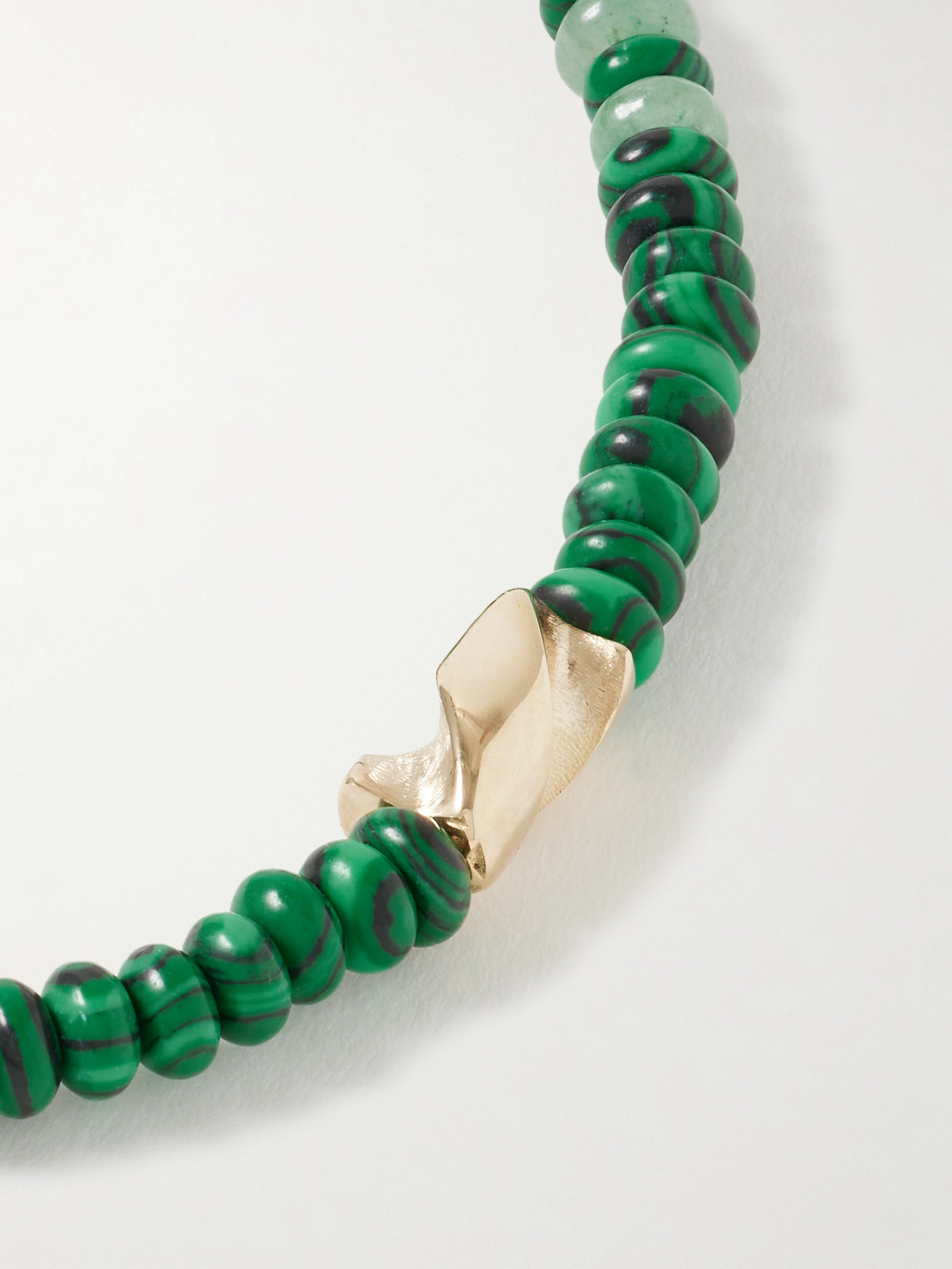 Luis Morais 14-karat Gold Malachite Beaded Bracelet