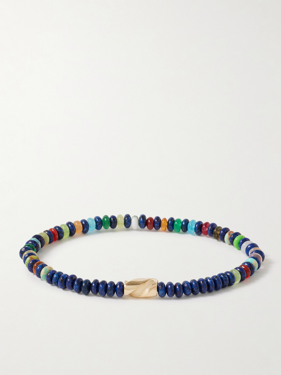 LUIS MORAIS 14-Karat Gold, Lapis Lazuli and Agare Beaded Bracelet - Men