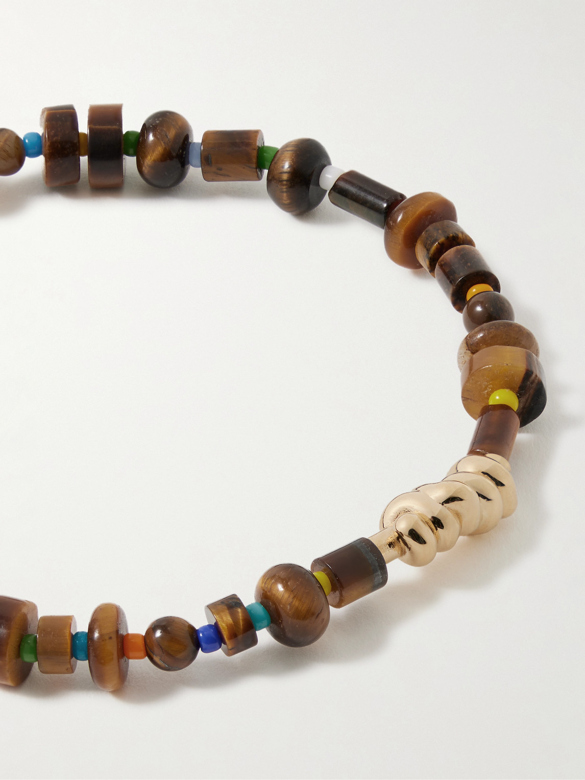 Luis Morais 14-karat Gold Tiger's Eye Beaded Bracelet