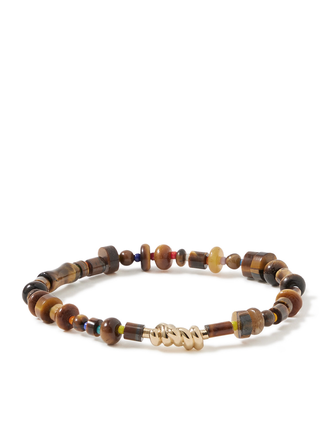 Luis Morais 14-karat Gold Tiger's Eye Beaded Bracelet