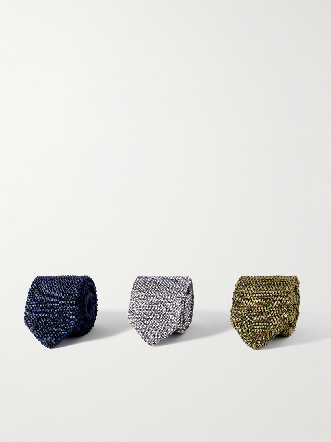 MR P. Set of Three 7cm Knitted Silk Ties - Men