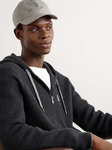 BRUNELLO CUCINELLI Logo-Embroidered Leather-Trimmed Cotton-Twill Baseball Cap