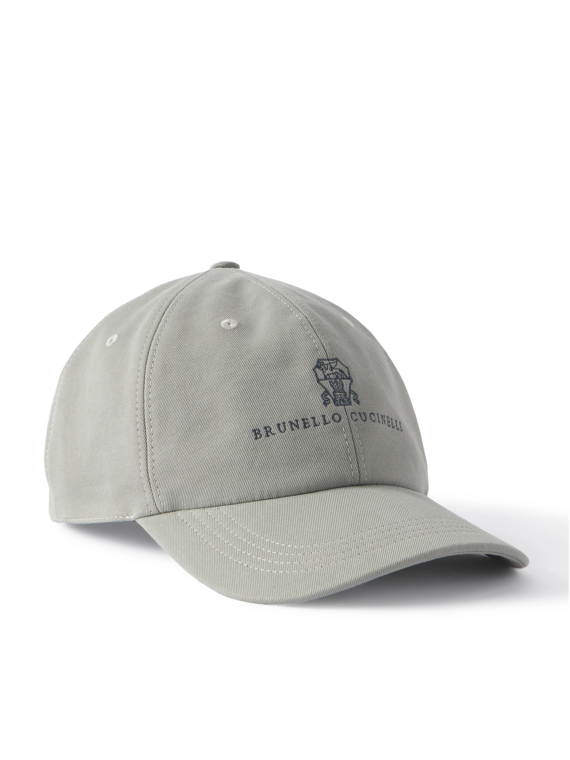 Logo-Embroidered Leather-Trimmed Cotton-Twill Baseball Cap