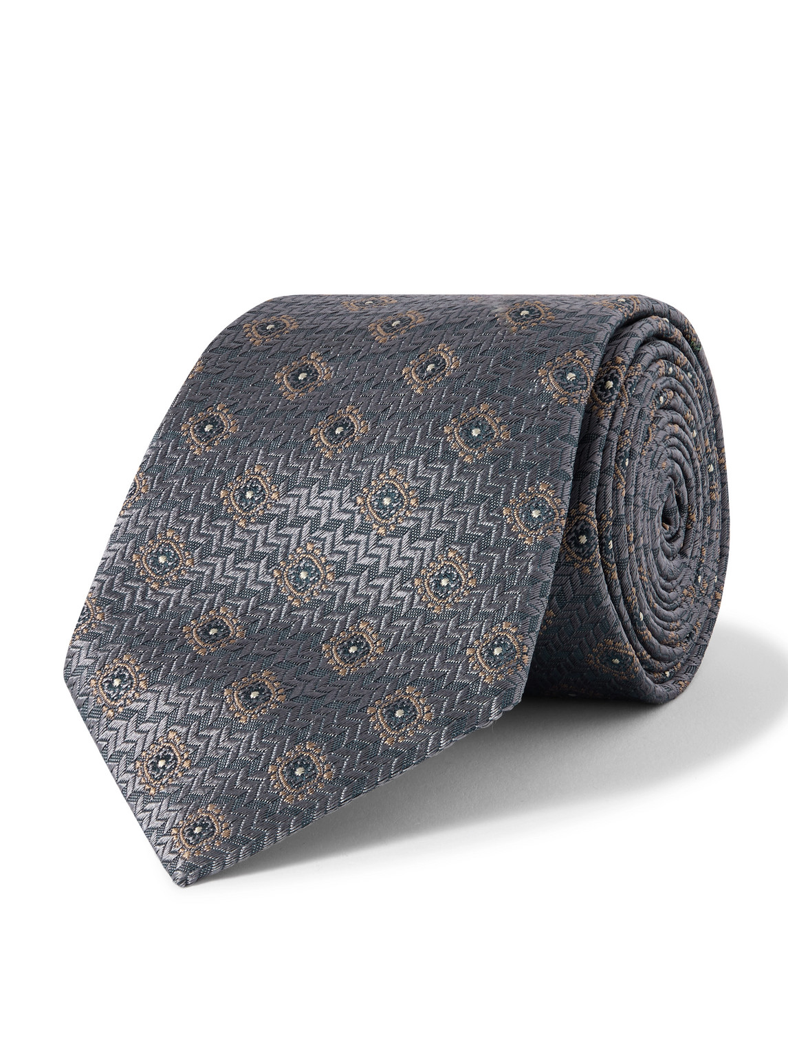 Brunello Cucinelli 8cm Silk-jacquard Tie In Gray