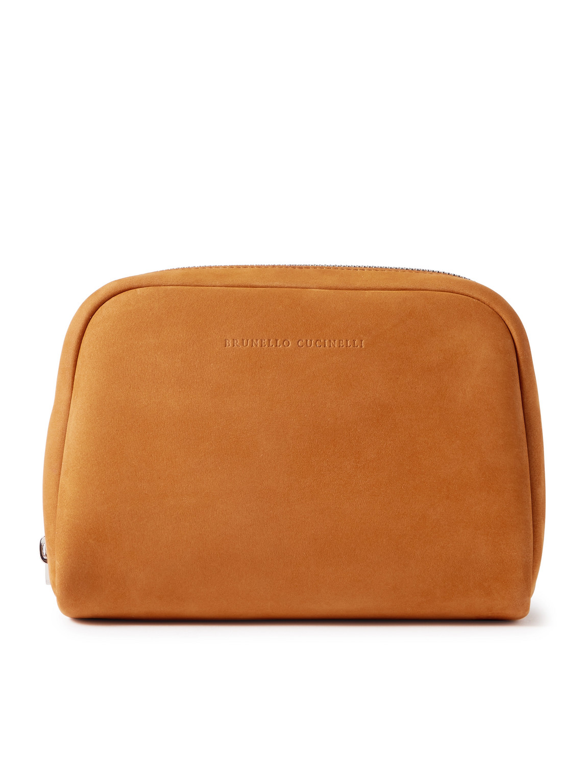 Brunello Cucinelli Suede Wash Bag In Brown