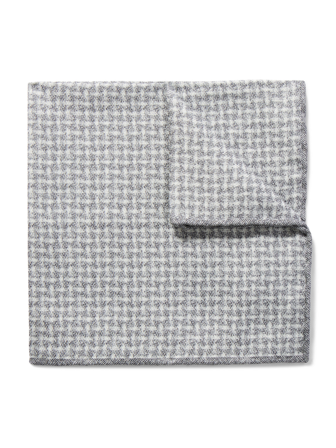 Brunello Cucinelli Checked Silk-jacquard Pocket Square In Gray
