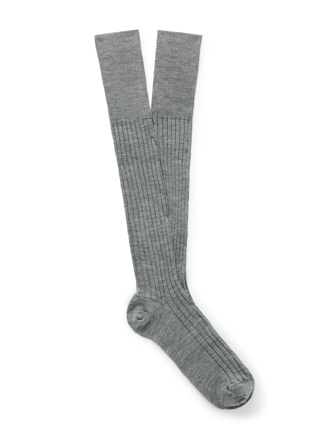 Brunello Cucinelli Ribbed Wool And Cashmere-blend Socks In Gray