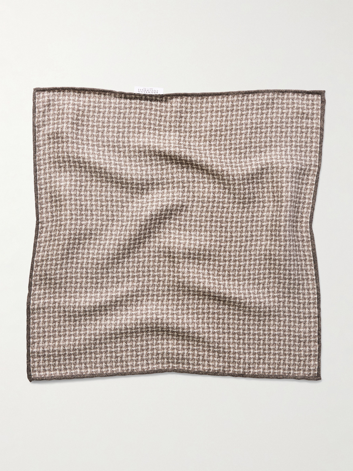 Brunello Cucinelli Checked Silk-jacquard Pocket Square In Gray