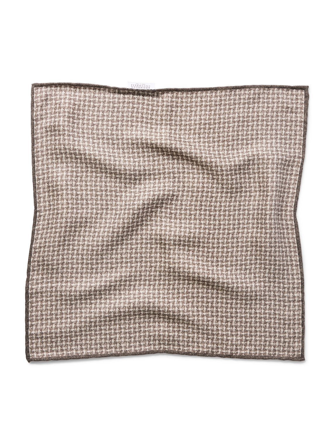 Brunello Cucinelli Checked Silk-jacquard Pocket Square In Gray
