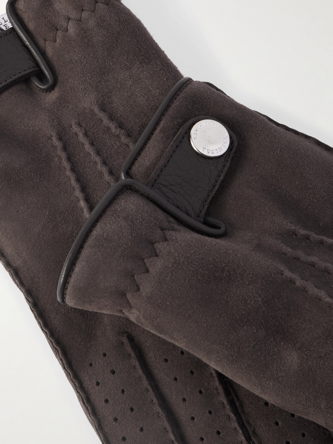 Brunello Cucinelli Leather-trimmed Suede Gloves