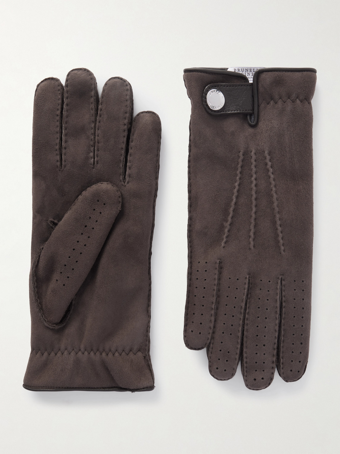 Brunello Cucinelli Leather-Trimmed Suede Glovesen