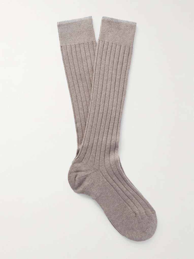 Brunello Cucinelli — Ribbed Virgin Wool-Blend Socks