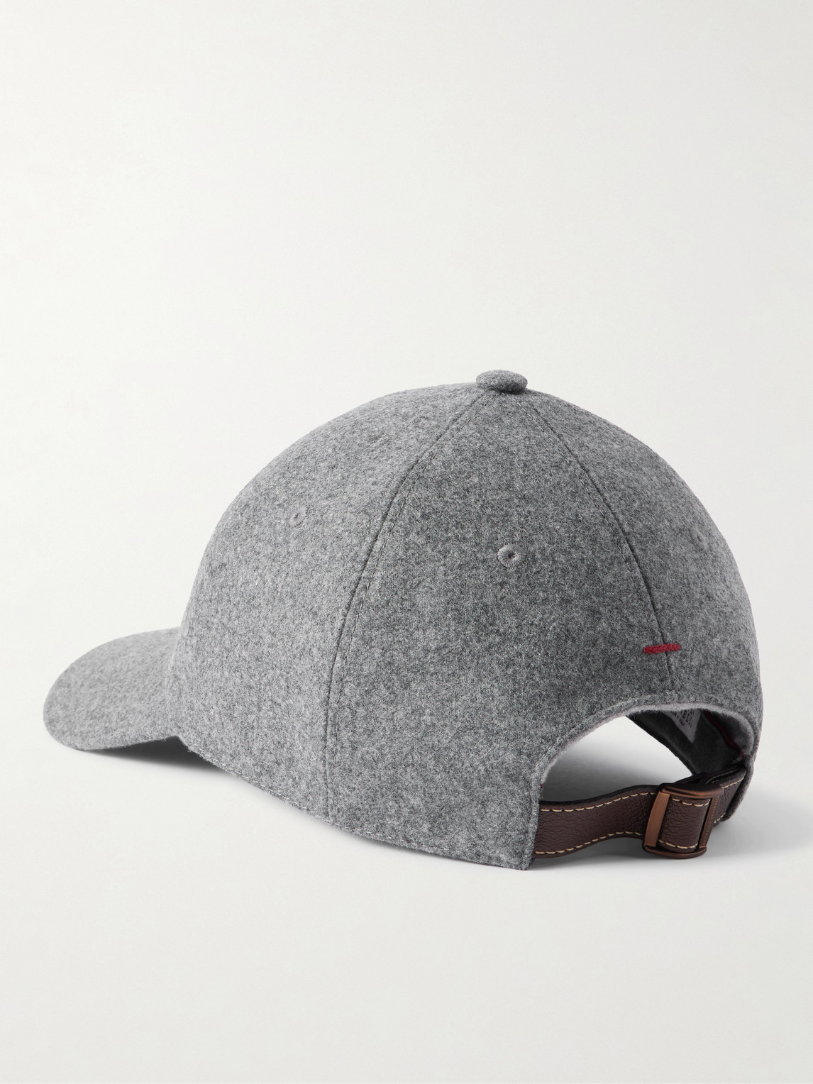 Brunello Cucinelli Logo-embroidered Leather-trimmed Wool-flannel Baseball Cap