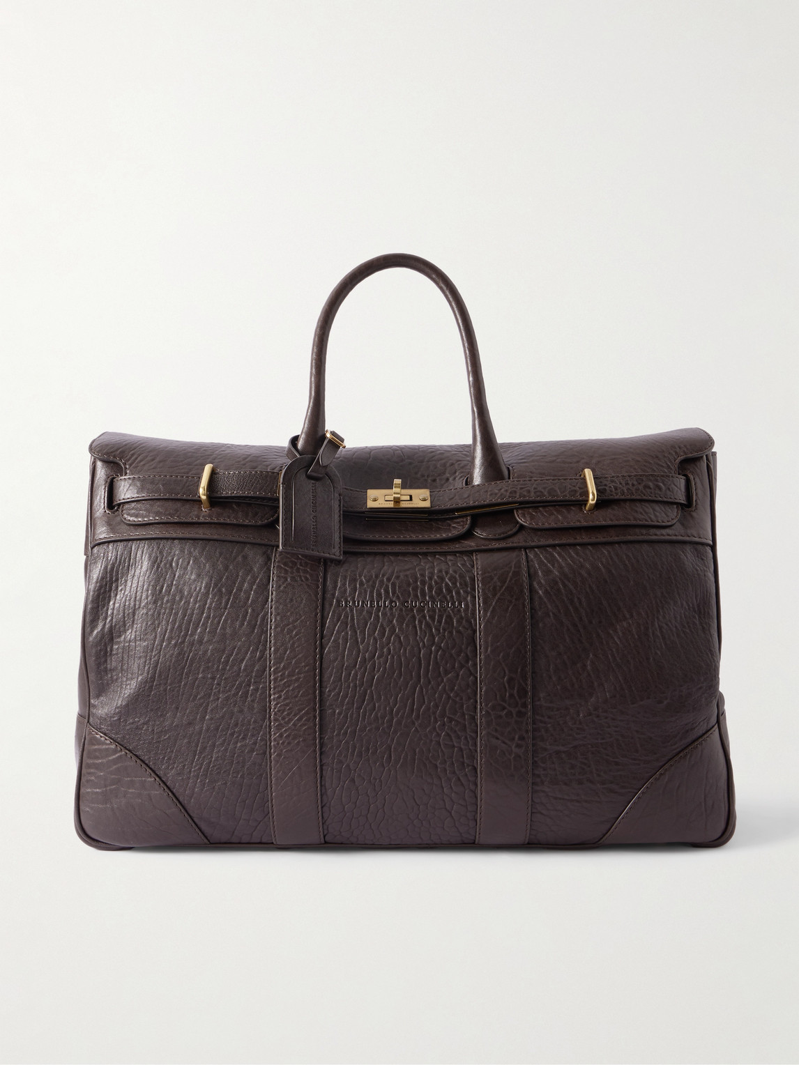 Brunello Cucinelli Panelled Full-Grain Leather Weekend Bag - Men