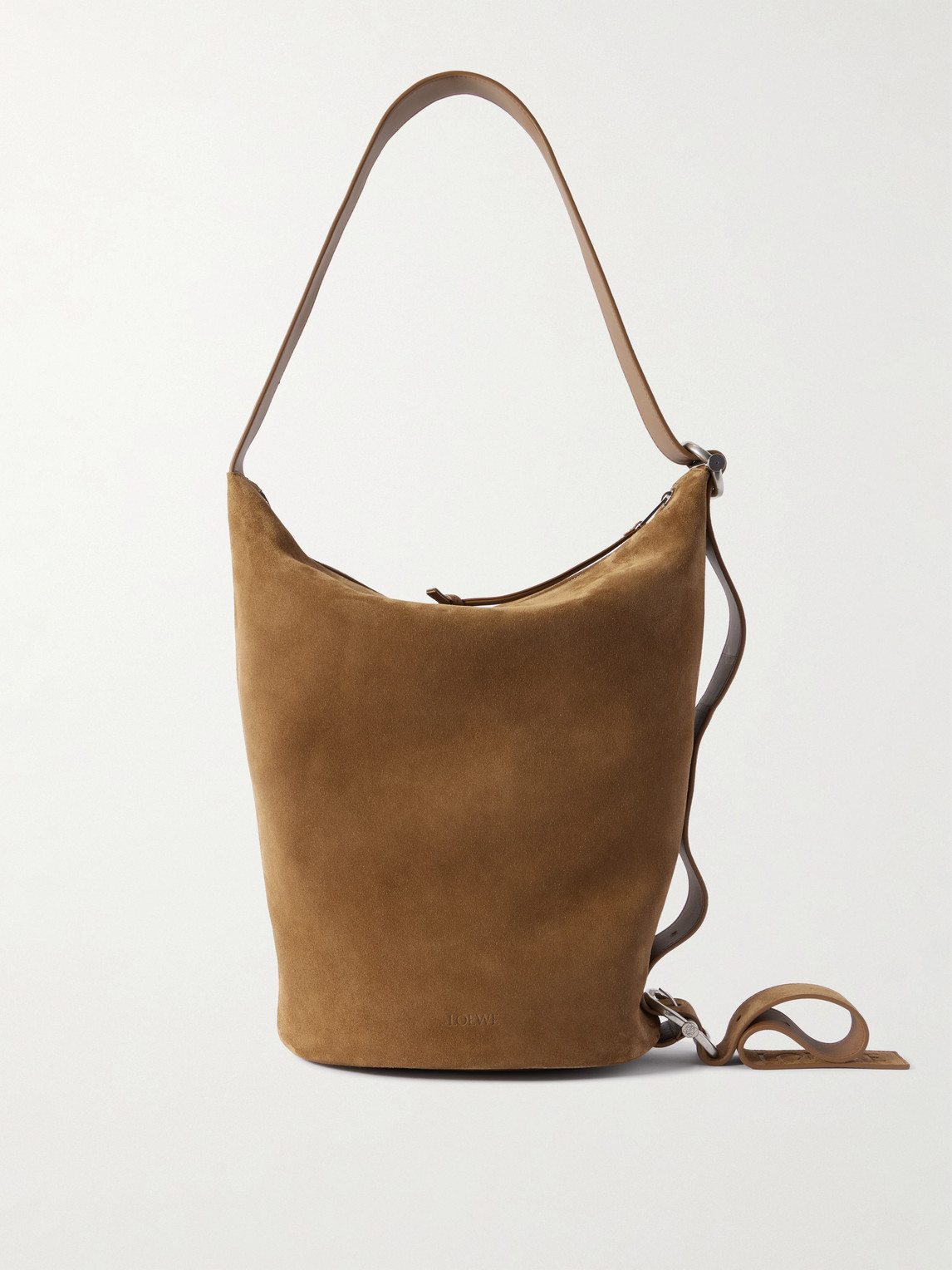 Loewe Loop Suede Tote In Brown