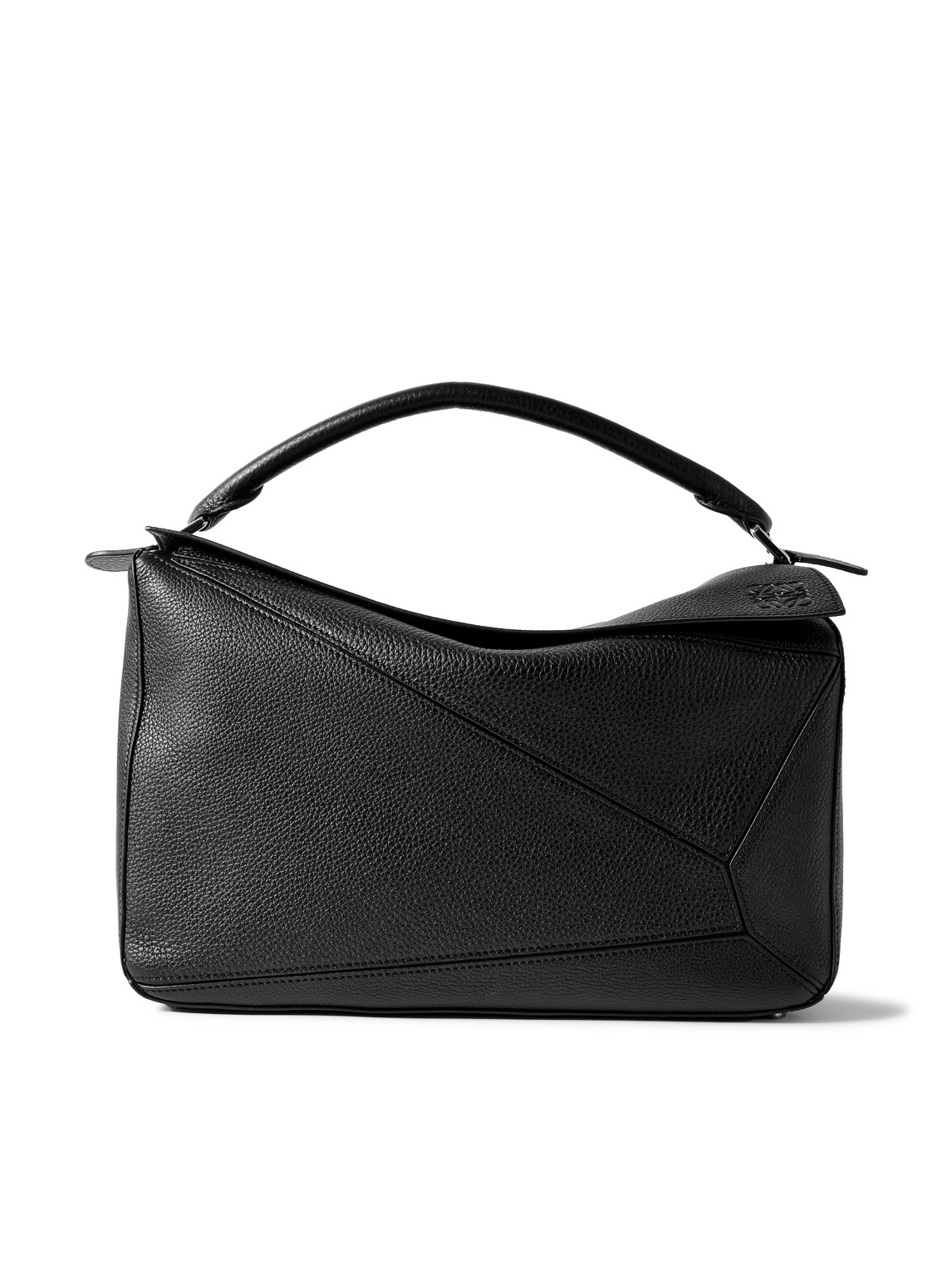 Loewe Puzzle Edge Large Logo-debossed Full-grain Leather Messenger Bag In Black