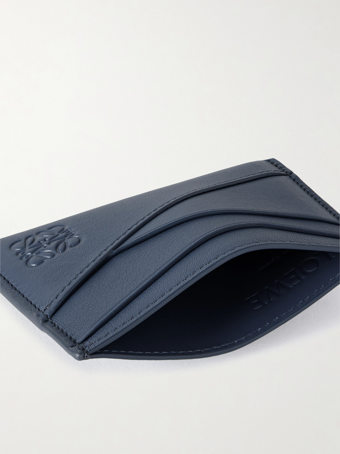 Loewe Puzzle Logo-debossed Leather Cardholder In Blue