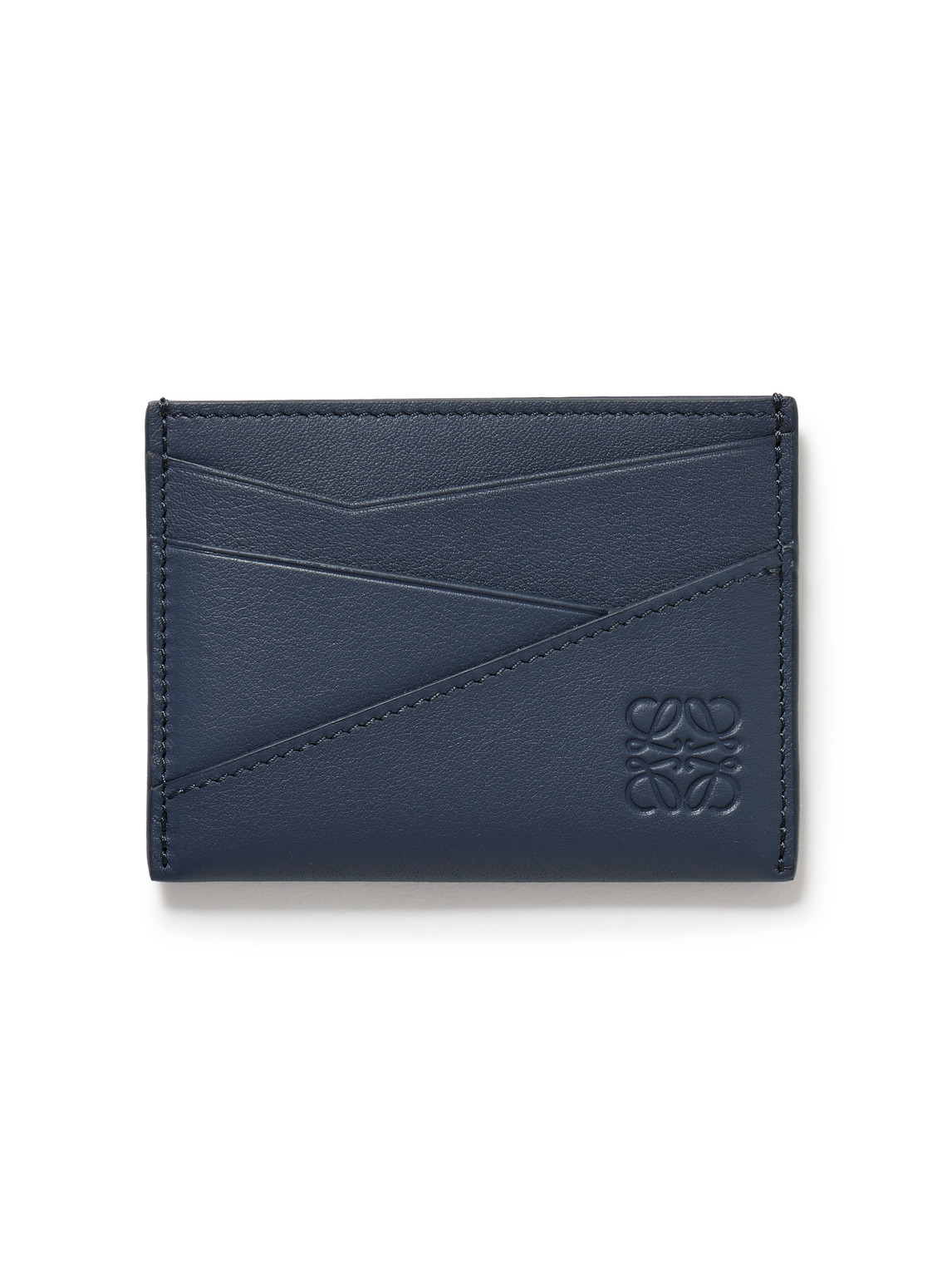 Loewe Puzzle Logo-debossed Leather Cardholder In Blue