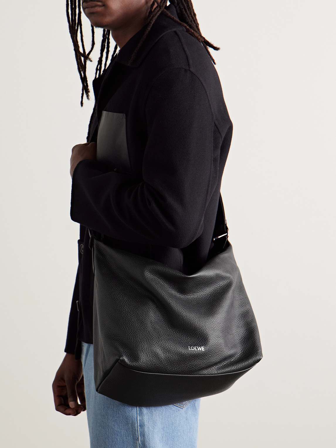 Loewe Cubi Full-grain Leather Messenger Bag