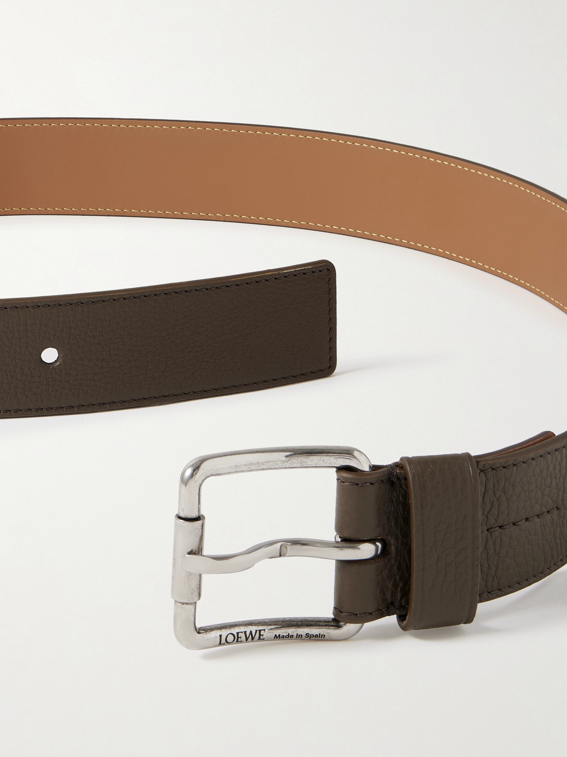 Loewe 4cm Roller Curve Full-grain Leather Belt In Brown