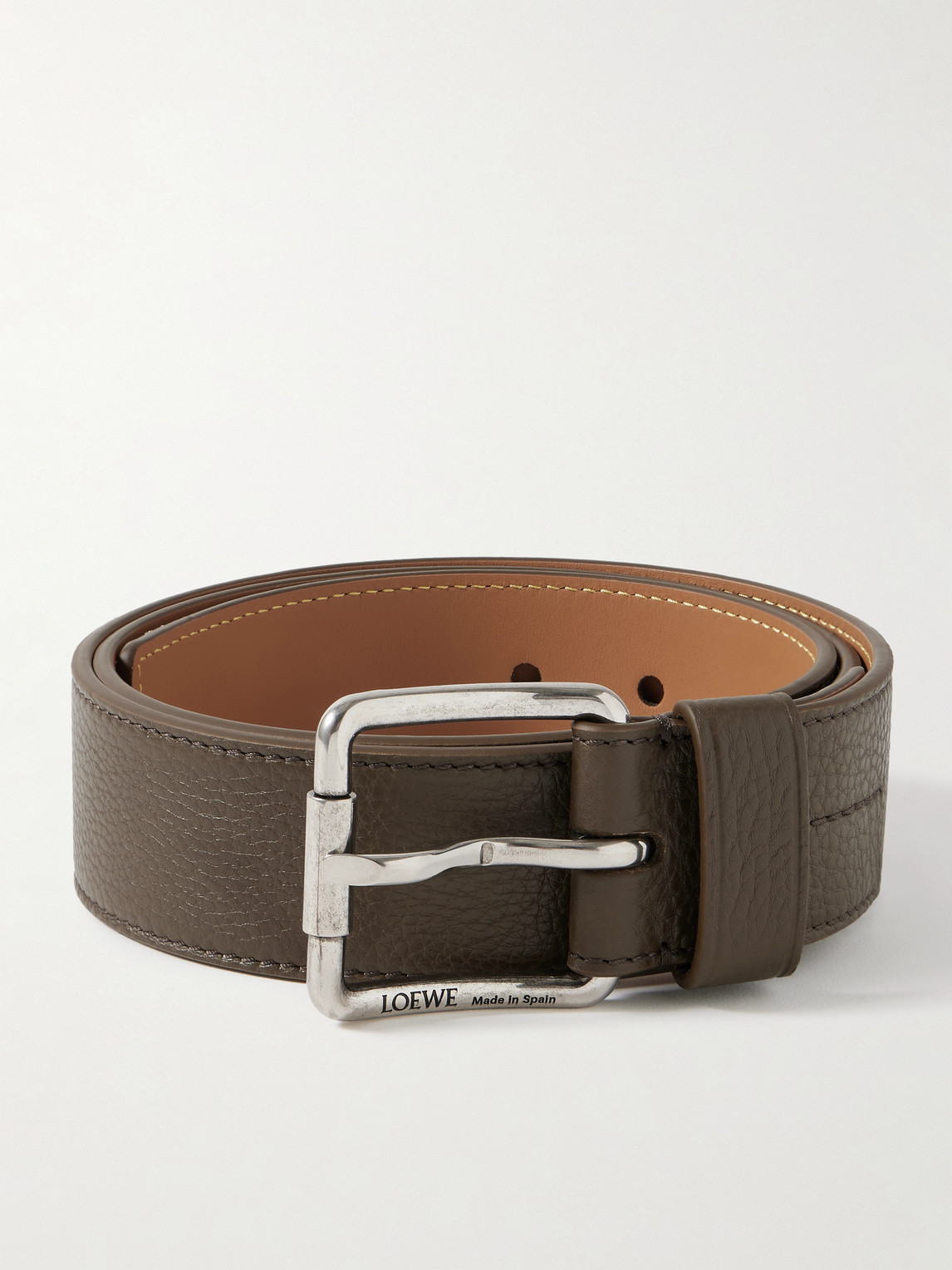 Loewe 4cm Roller Curve Full-grain Leather Belt In Brown