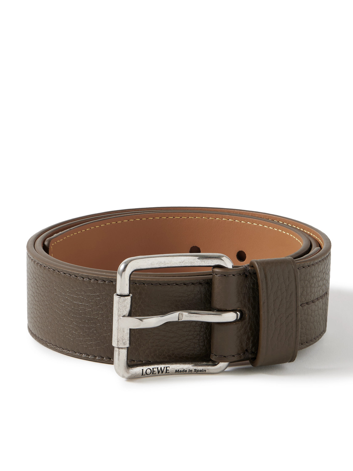 Loewe 4cm Roller Curve Full-grain Leather Belt In Brown
