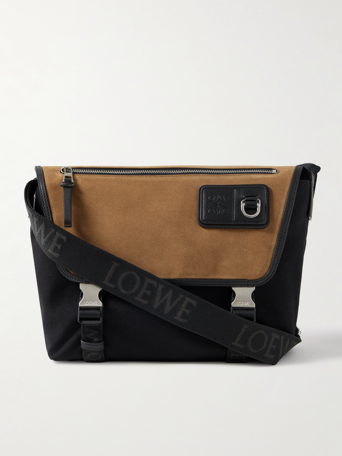Loewe Leather-Trimmed Suede and Canvas Messenger Bag - Men