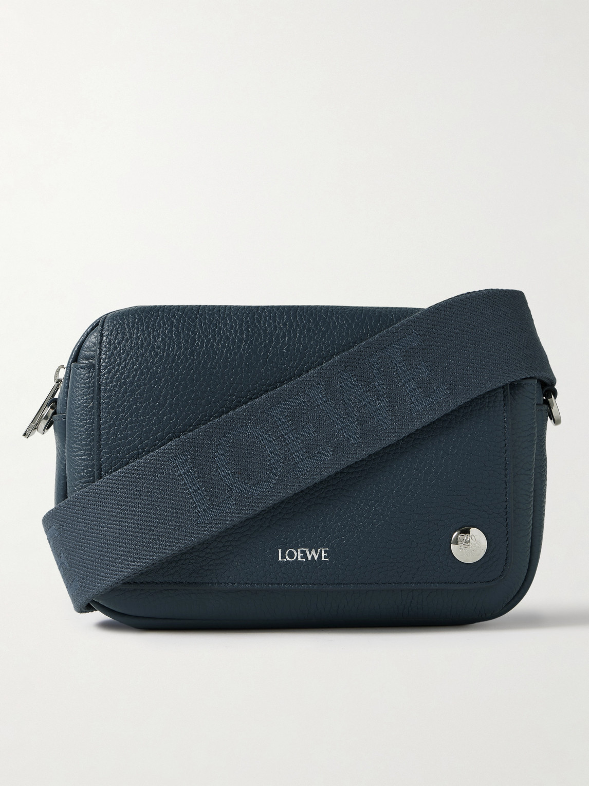 Loewe Pebble Full-grain Leather Messenger Bag In Blue