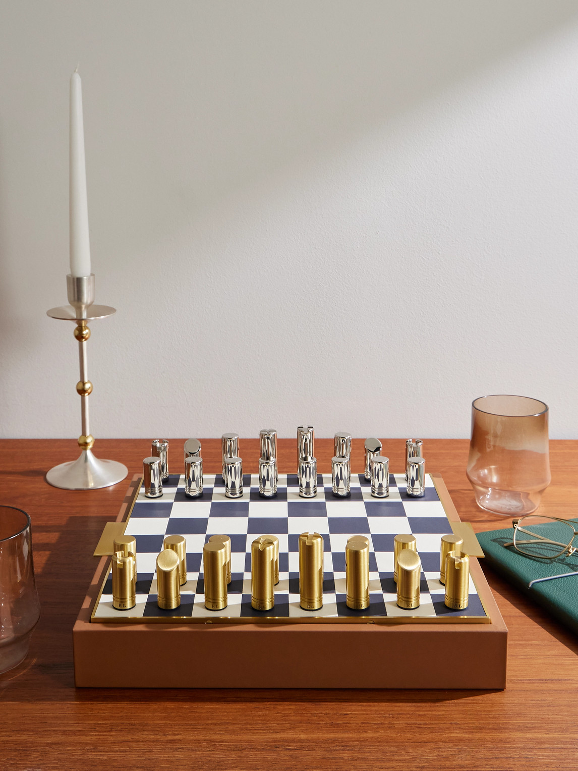 Fowler Leather Chess Set — 2