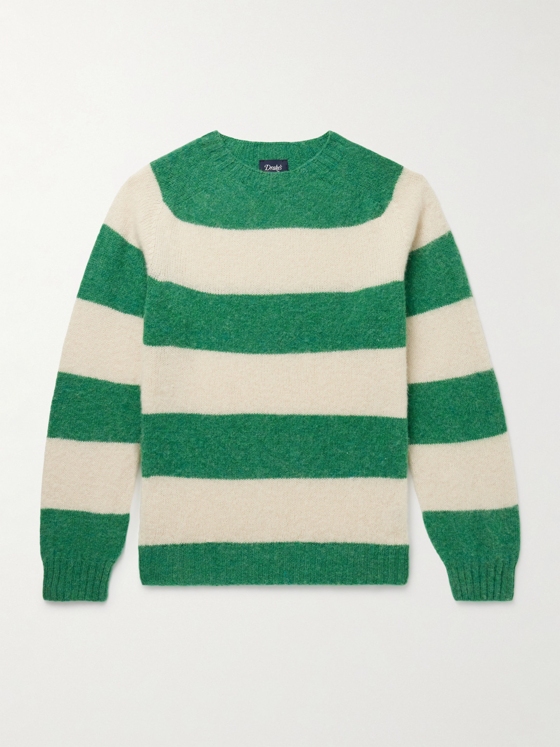 Drake's Him Striped Wool Sweater In Green