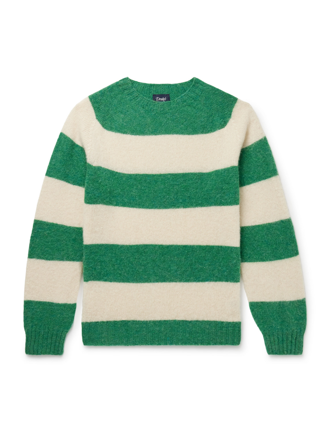 Drake's Him Striped Wool Sweater In Green