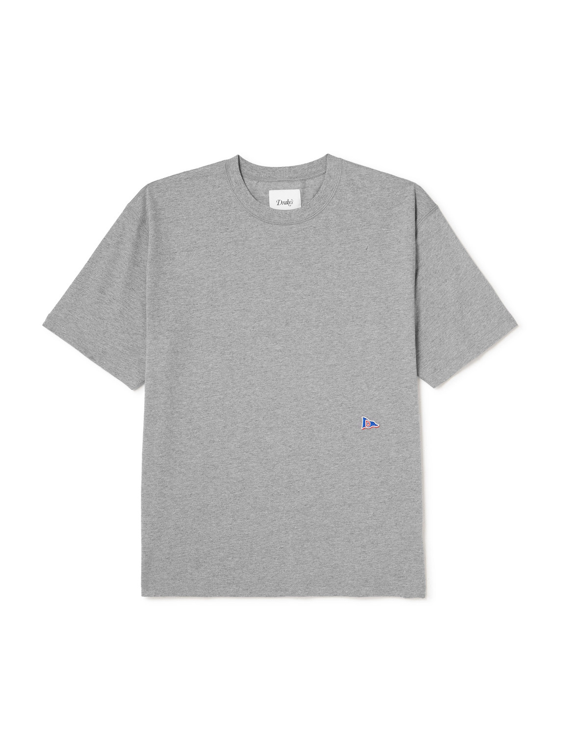 Drake's Him Hiking Logo-embroidered Cotton-jersey T-shirt In Gray