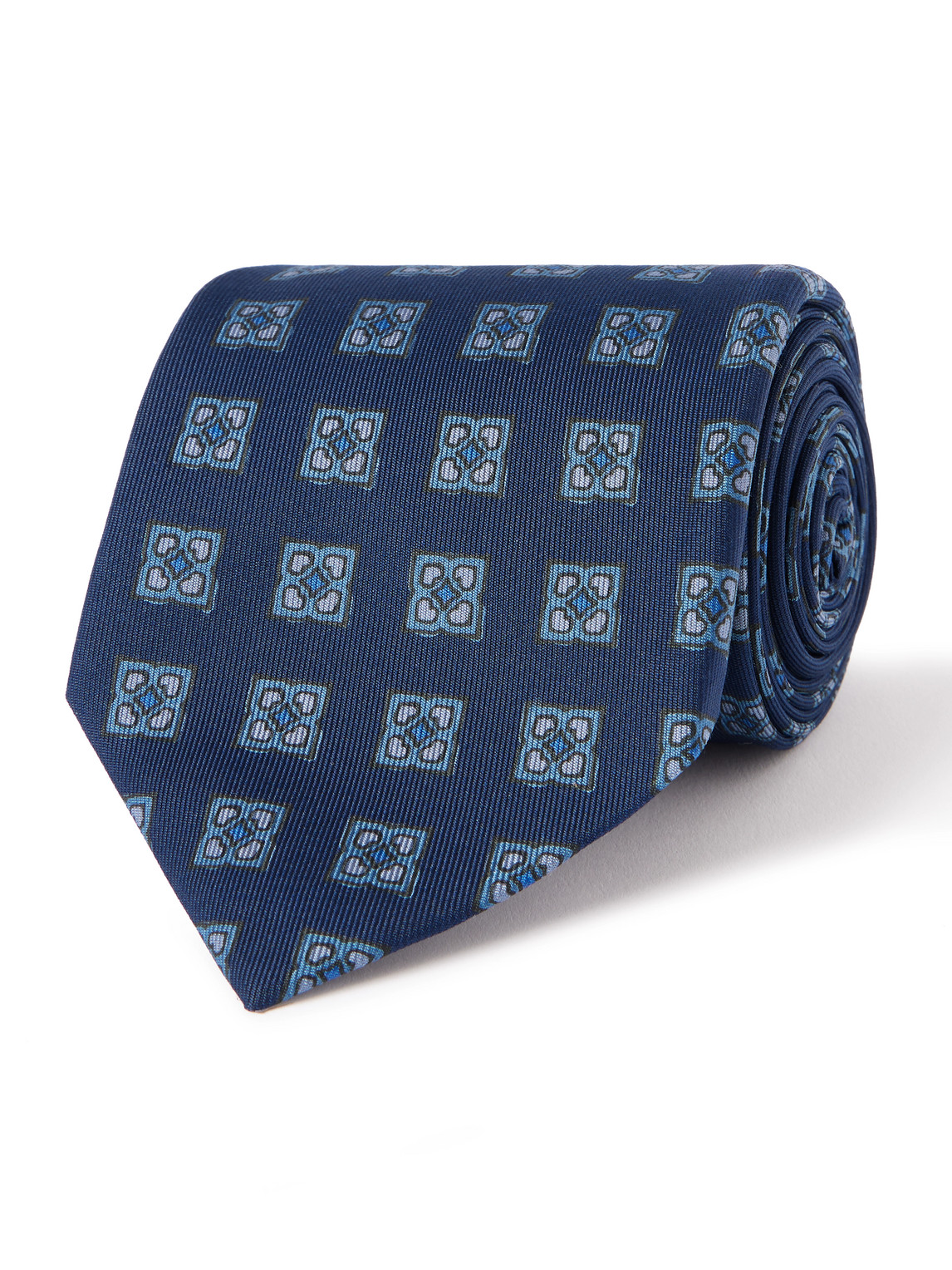 Drake's Him 8cm Printed Silk Tie In Blue